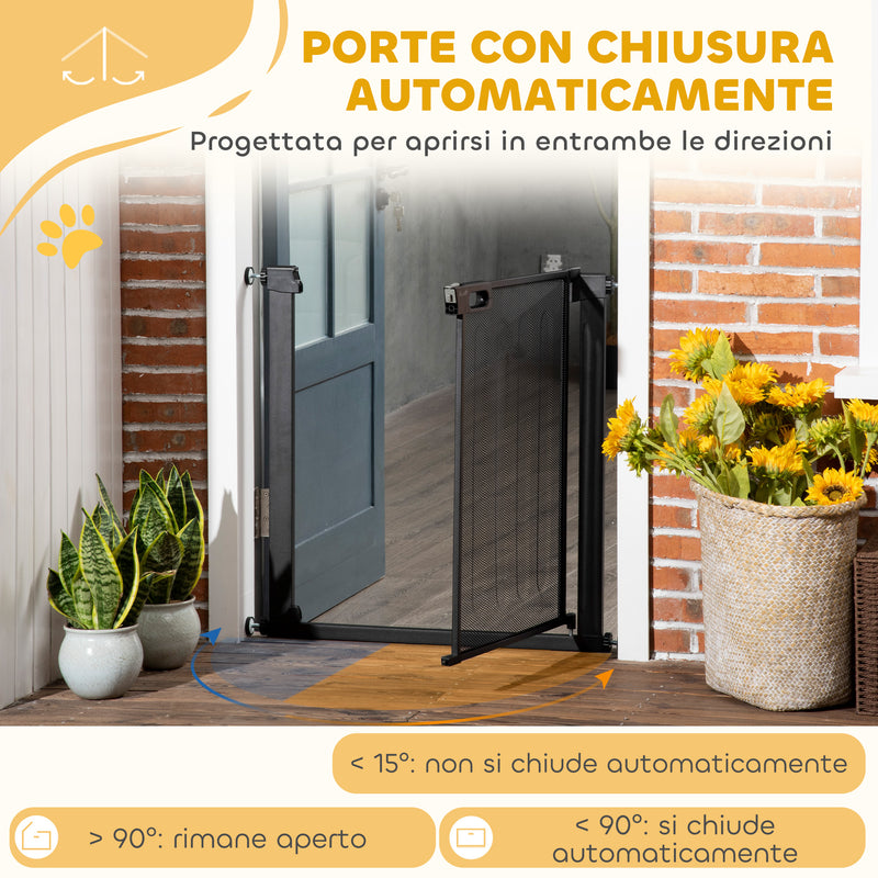 Cancellino per Cani Estensibile a Pressione 75-82x76 cm con Chiusura Automatica in Acciaio e ABS Nero      