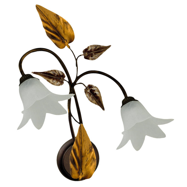 Applique 2xE14 Montatura Marrone Ramato Vetro Paglierino E-Energy Giorgia sconto