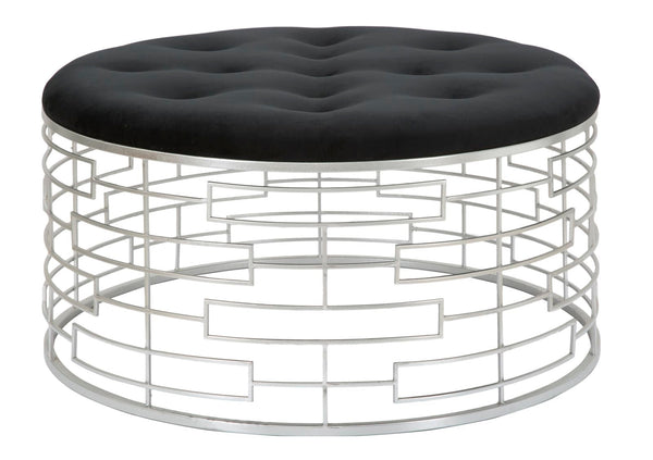 prezzo Puff Ice Ø91,5x47 cm in Ferro e MDF e Spugna e Poliestere Argento e Nero