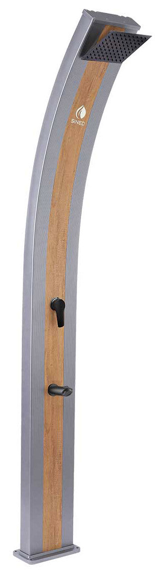 prezzo Doccia Solare da Giardino 40L Miscelatore e Lavapiedi Sined Ella Grigia Wood