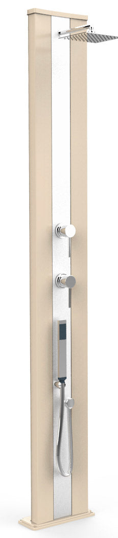 acquista Doccia Solare da Esterno Giardino 40L Miscelatore e Doccetta Mobile Arkema Dada S Fascia Inox Champagne Bronze