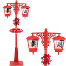 Lampione Natale con Luce LED Scena Natalizia Neve Motorizzata Musica 188 cm Rosso