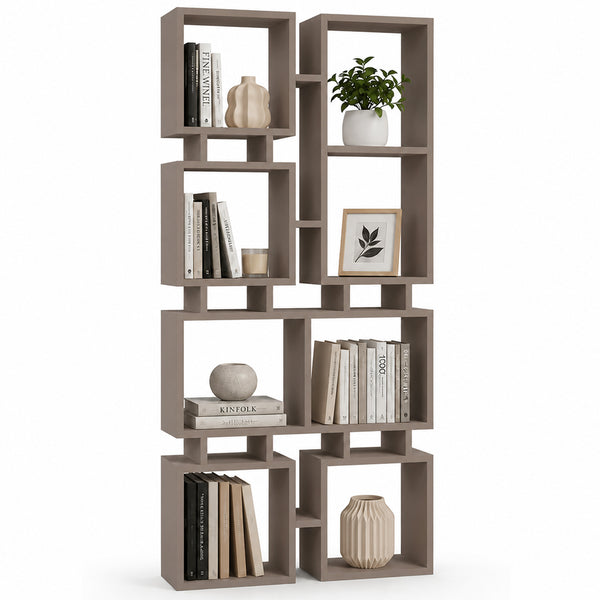 Libreria Moderna 4 Ripiani 79x24x166,5 cm Design Geometrico Tortora acquista