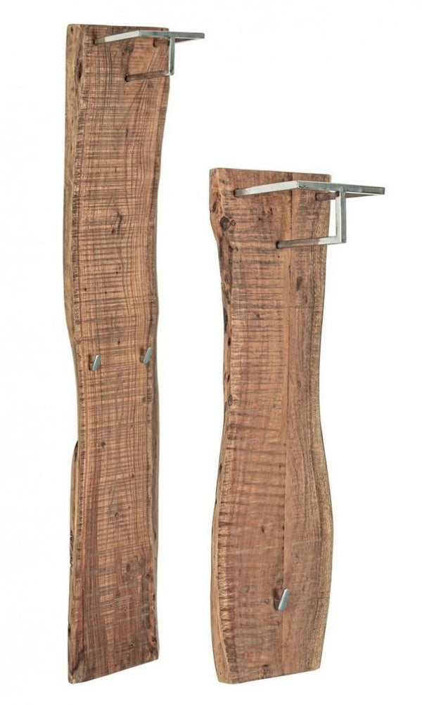 Set 2 Appendiabiti da Parete in Legno Ganci in Acciaio online