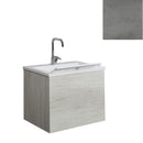 Mobile Lavatoio Sospeso Vasca Zeus in MineralMarmo Apertura a Cassettone 60x48x50 cm Grigio Cemento