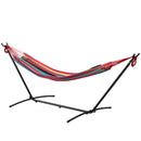 Amaca Autoportante con Supporto 298x117x105 cm Altezza Regolabile e Borsa di Trasporto in Metallo e Poliestere Rosso      