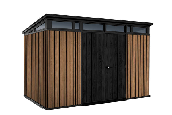 Casetta Box da Giardino 340x218x226 cm Keter Signature Venetian Pent 11x7 Effetto Legno Marrone e Antracite acquista