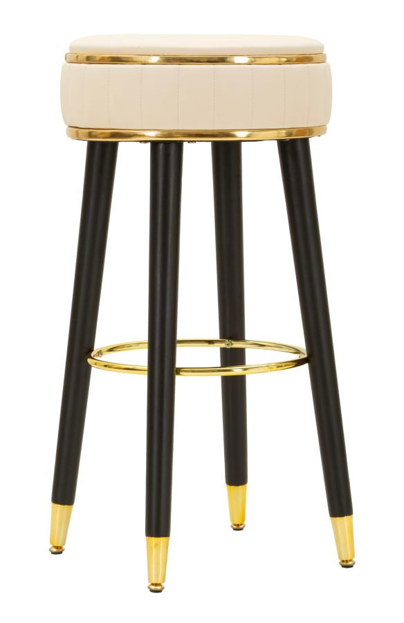 Sgabello Bar London Crema 37x38x74 cm in Pino e MDF e Spugna e Metallo e PU online