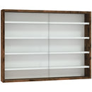 Bacheca Vetrina a Muro 4 Ripiani Regolabili 80x9,5x60 cm in Vetro e Legno Marrone      