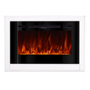 Camino Elettrico da Pavimento 74x107x16 cm Effetto Fiamma 1500W Melania & Adeli Bianco