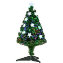 Albero di Natale Artificiale 90 cm 90 Rami in PVC e Fibra Ottica con 12 LED 
