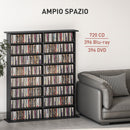 Libreria Porta CD 106,5x24x123,7 cm Design Moderno 16 Ripiani in Legno Nero 