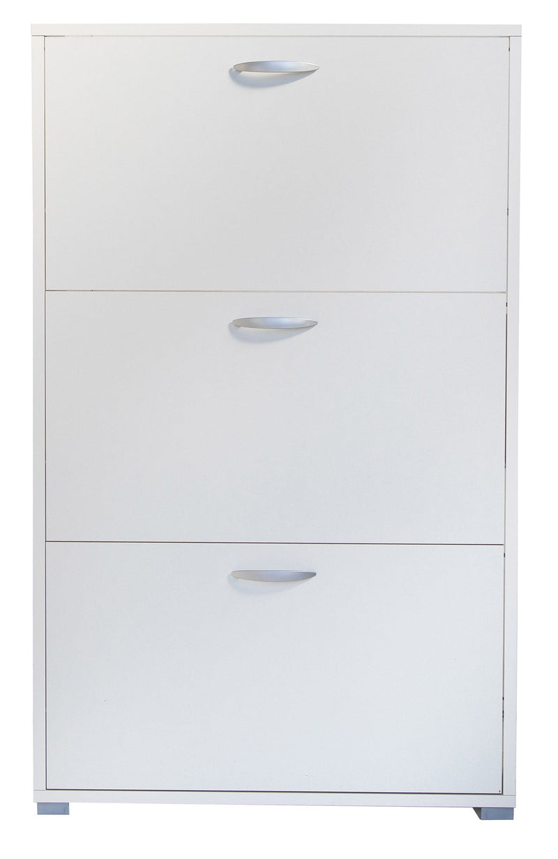 Scarpiera 3 Ante a Ribalta 73x25x120 cm in Legno Salvaspazio Bianca