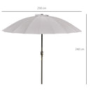 Ombrellone Rotondo Ø250x240 cm a 18 Stecche in Metallo e Poliestere Grigio  