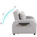 Poltrona Letto Singolo Trasformabile 105x94x86 cm in Tessuto Lino Sfoderabile Grigio Chiaro