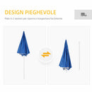 Ombrellone da Spiaggia con Tenda Integrata Ø220x220 cm in Metallo e Poliestere Blu   