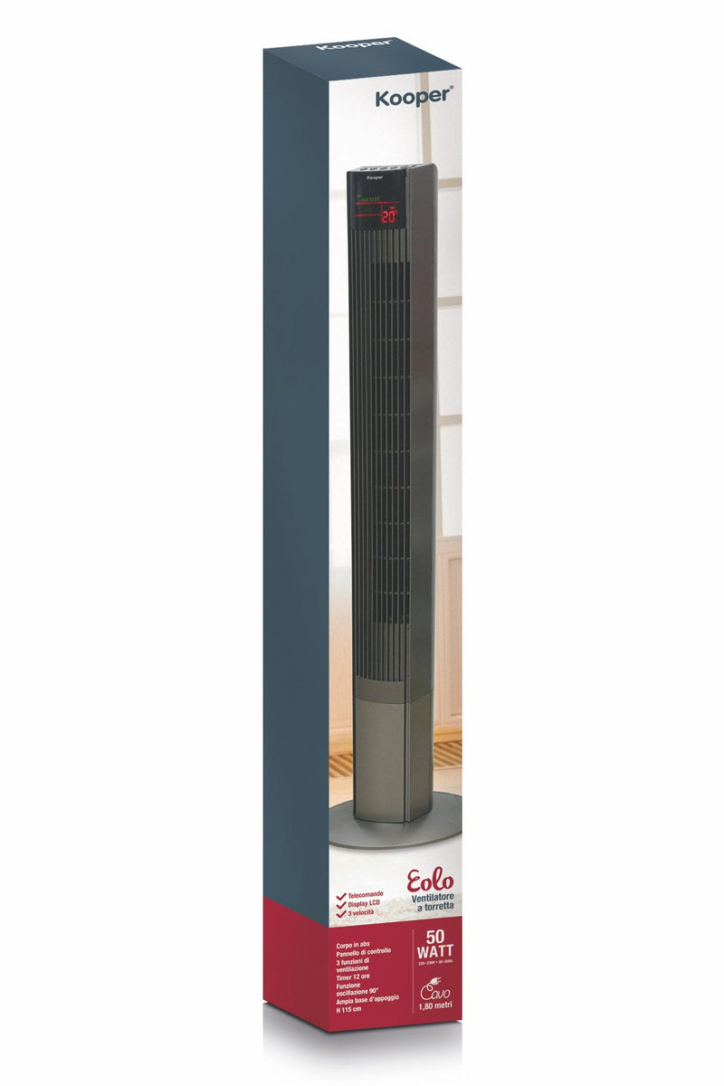 Ventilatore a Colonna Oscillante con Telecomando 3 Velocità  50W Kooper Eolo