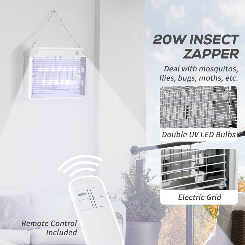 Zanzariera Elettrica 2 Lampade 20W in ABS e Metallo Bianca