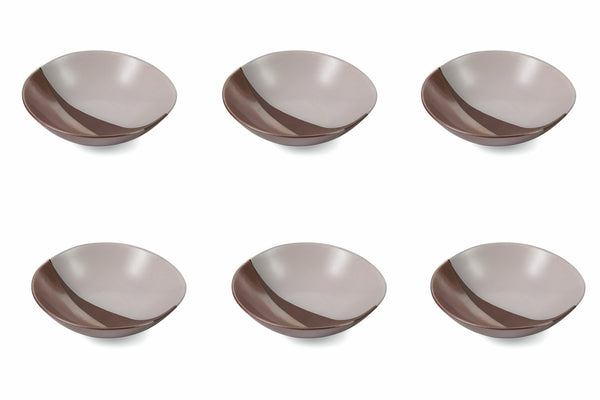 sconto Set 6 Piatti Fondi Ø19,5x5,5 cm in Gres Villa d'Este Home Tivoli Officina Bianco e Marrone