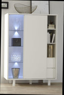 Credenza Mobile Soggiorno 1 Anta Scorrevole in Melaminico 106x50x151cm TFT Aladdin Bianca Trasparente