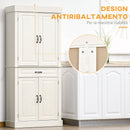 Credenza Alta 80x35x180 cm 2 Armadietti 1 Cassetto Bianco
