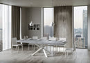 Tavolo Allungabile 160-420x90x77 cm Volantis Premium Cemento Telaio Bianco 