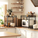 Mensola Porta Microonde Estensibile a 2 Livelli 39,5-64x32x47,5 cm in Metallo Nero   