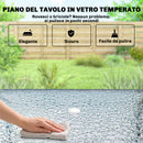 Set 8 Pezzi da Giardino con Ombrellone 6 Sedie Pieghevoli e Tavolo da Esterno in Vetro Temperato Nero      