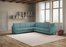 Divano Angolare 7 Posti 281x281x85 cm Karay in Tessuto Petrolio