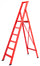Scala Pieghevole in Legno 6 Gradini H130 cm Rossa