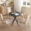 Tavolo da Pranzo Rotondo Stile Industriale Ø80x75 cm con Piano in Truciolare e Gambe a Croce in Acciaio Nero      