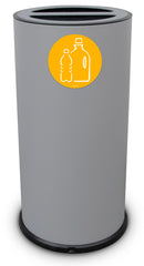 Pattumiera Per Raccolta Differenziata Ø35xh72 cm In Acciaio Verniciato 2 Scomparti Grigio