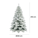 Albero di Natale Artificiale Floccato Effetto Realistico Innevato 210 cm 1313 Rami Bianco Effetto Neve 