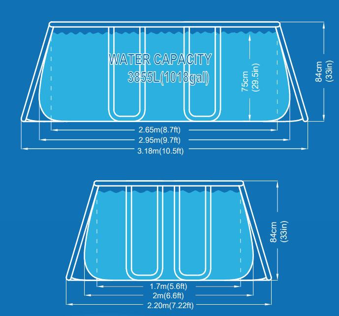 Piscina Fuori Terra Rettangolare 295x200x84cm Jilong Grigia