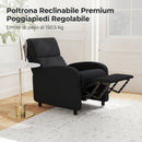 Poltrona Relax Reclinabile Manuale 160° con Poggiapiedi in Tessuto Effetto Lino Nero      