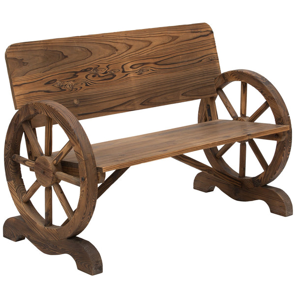 Panca da Giardino 2 Posti con Schienale Alto 114x58x80 cm in Legno di Abete Marrone sconto