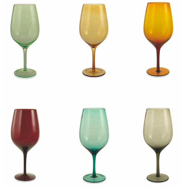 prezzo Set 6 Calici Ø9,3x24,5 cm in Vetro Villa d'Este Home Tivoli Happy Hour Multicolor