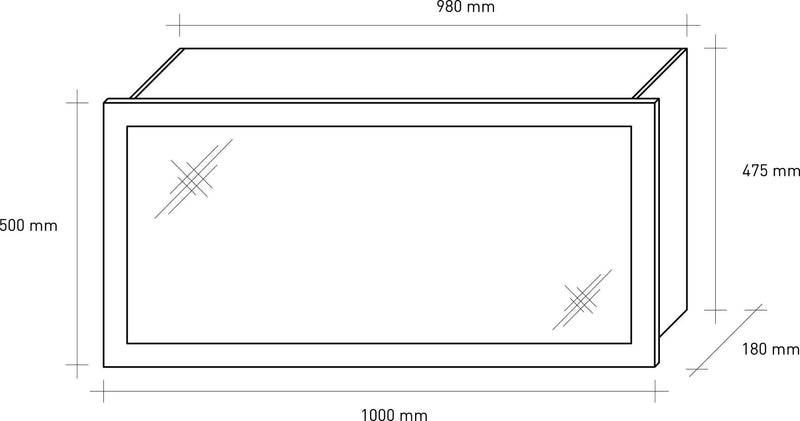Specchiera da Bagno 100x18x50 cm in Legno TFT Bali Bianco Lucido