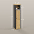 Mobiletto Bagno con Ripiano Aperto e Armadietto 18x18x75 cm in Bambù e MDF Nero e Color Legno
