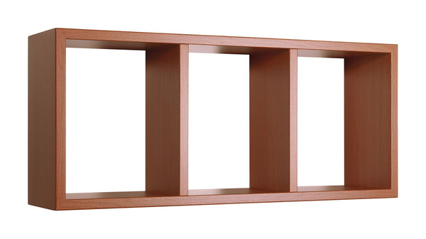Mensola Rettangolare 3 Scomparti da Parete 70x30x15.5 cm in Fibra di Legno Tristano Ciliegio