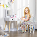 Toeletta Trucco per Bambine Consolle e Sgabello Bianco e Colore Legno   