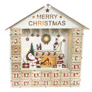 Calendario dell'Avvento 34x8x35 cm Casetta in Legno con Luci