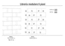 Libreria Modulare 6 Ripiani 150x215x38 cm Ossido Bianco/Cemento