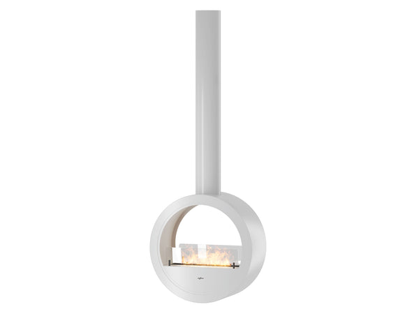 acquista Camino a Bioetanolo Sospeso 218,7xØ70x35 cm Incyrcle 2Side Bianco con Vetro