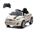Macchina Elettrica per Bambini Fiat 500 12V 30W con Telecomando Luci e Suoni Bianco  