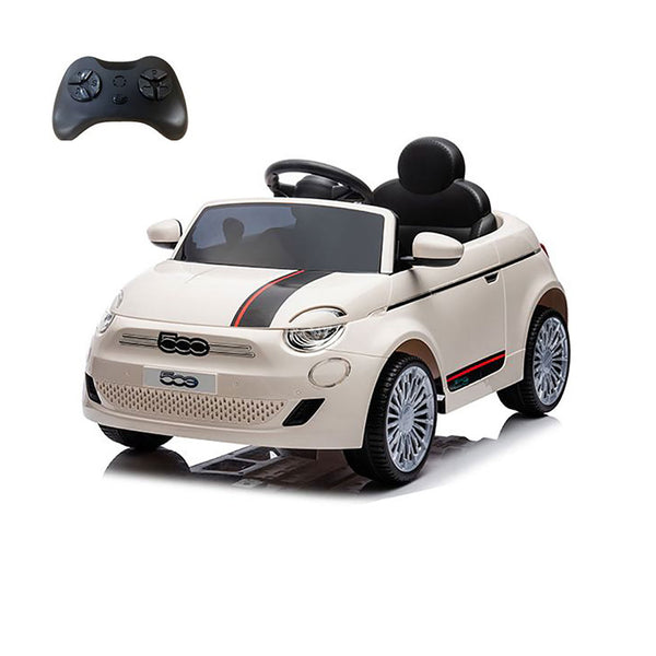 Macchina Elettrica per Bambini Fiat 500 12V 30W con Telecomando Luci e Suoni Bianco sconto