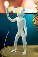Lampada da Tavolo Monkey Bianco 26x34x55 cm in Resina Bianco      