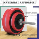 Set Bilanciere e Dischi da 30Kg Totali con 6 Pesi e 2 Dadi in Acciaio Rosso    