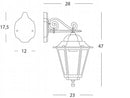 Lampada Applique Grande in Basso Colore Nero e Oro per Esterno Linea Merlet Sovil