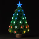 Albero di Natale 60 cm Stelle LED Multicolore Base Tronco Alberello Natalizio